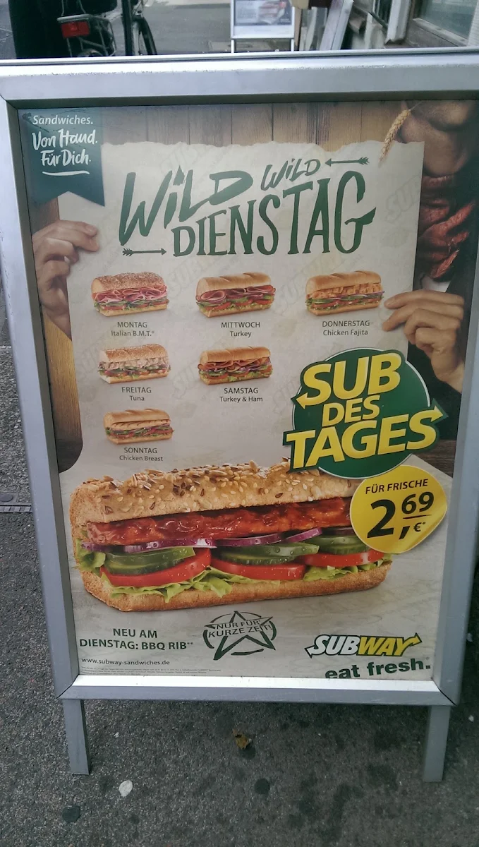 Speisekarte, Subway