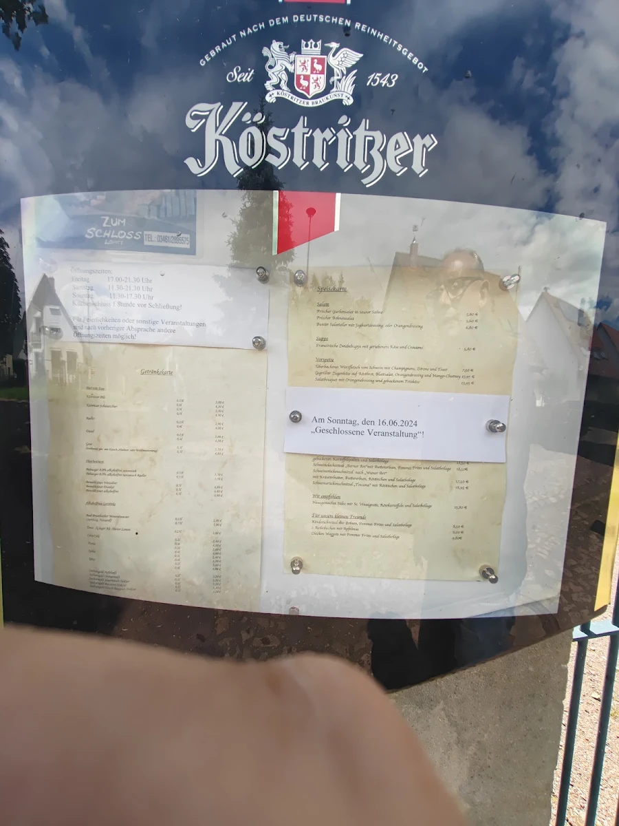 Speisekarte, Zum Schloss Löpitz