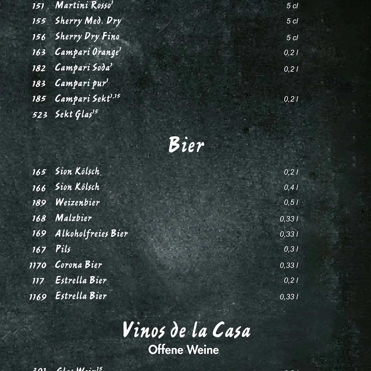 Speisekarte, El Cazador Steakhouse