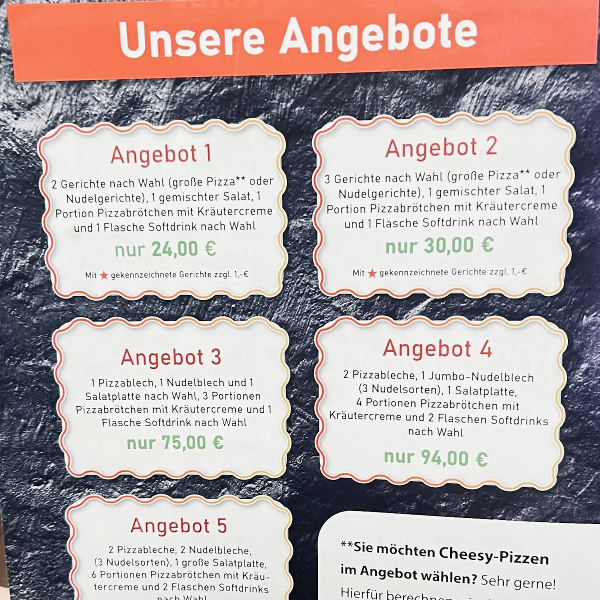 Speisekarte, Pizzeria Dello Chef 🍕