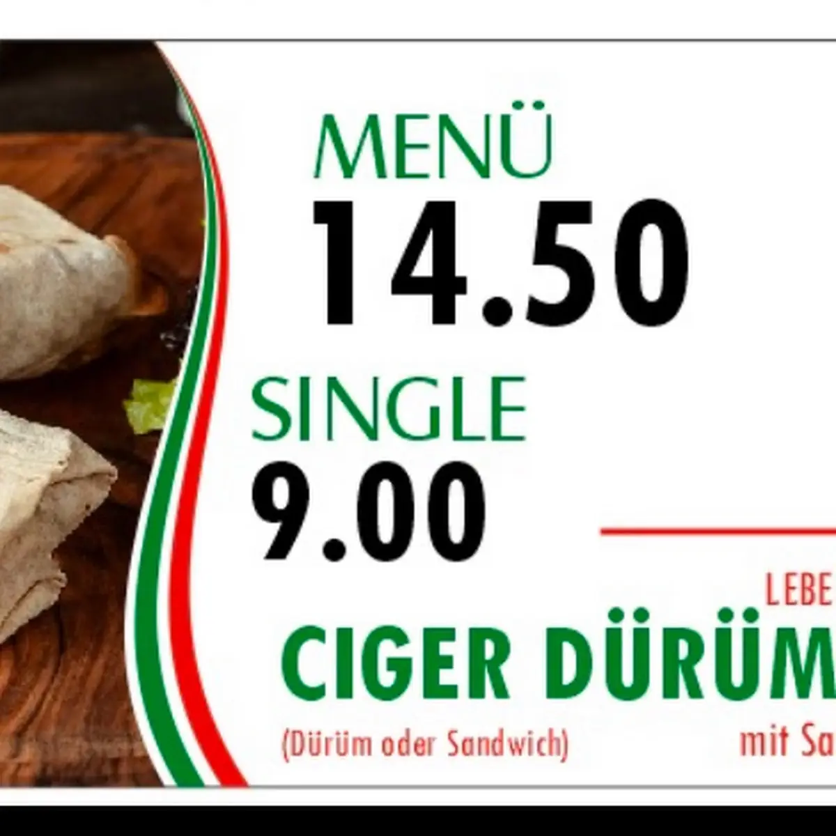 Speisekarte, Köfteci Hamza Kebabcı ciğerci Hamza