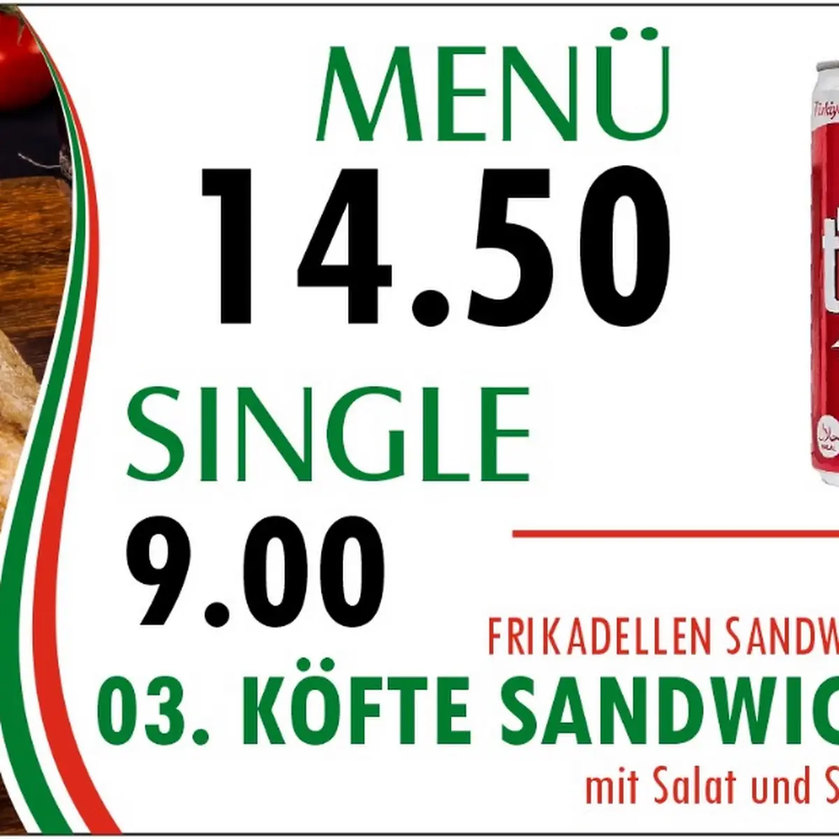 Speisekarte, Köfteci Hamza Kebabcı ciğerci Hamza