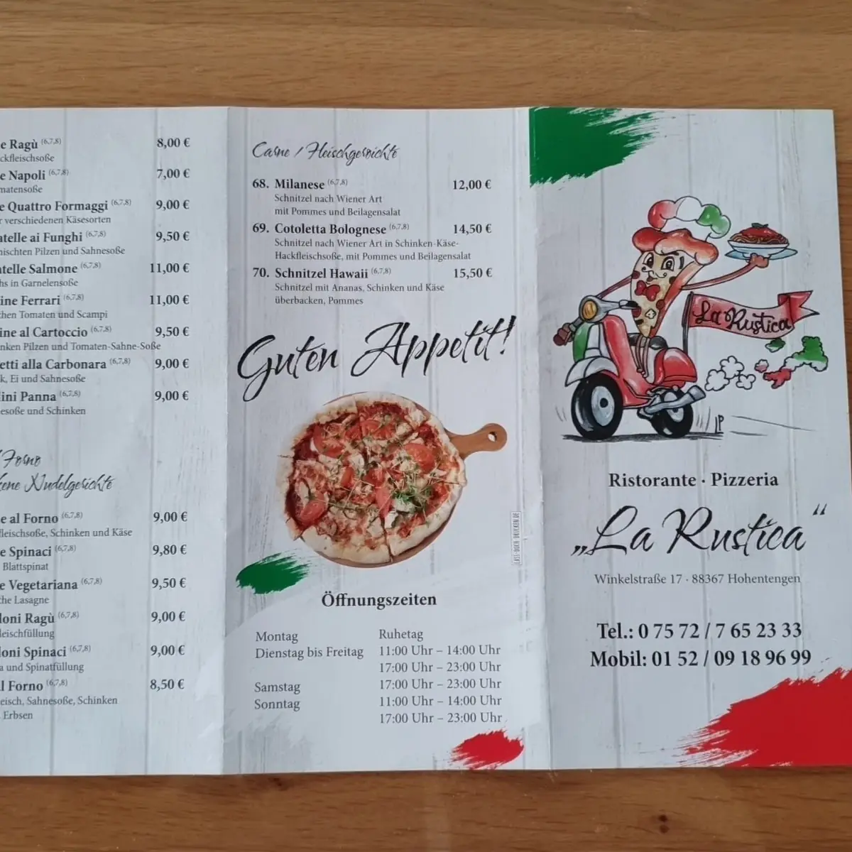 Speisekarte, La Rustica