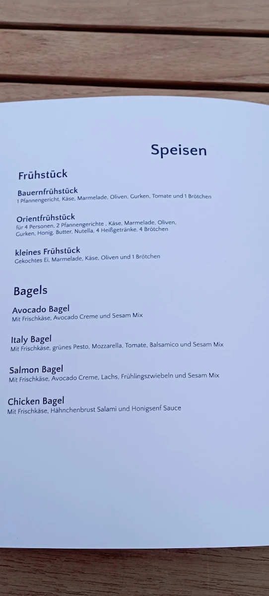 Speisekarte, Lieblingscafé