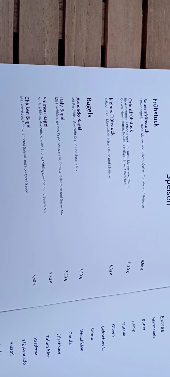 Speisekarte, Lieblingscafé