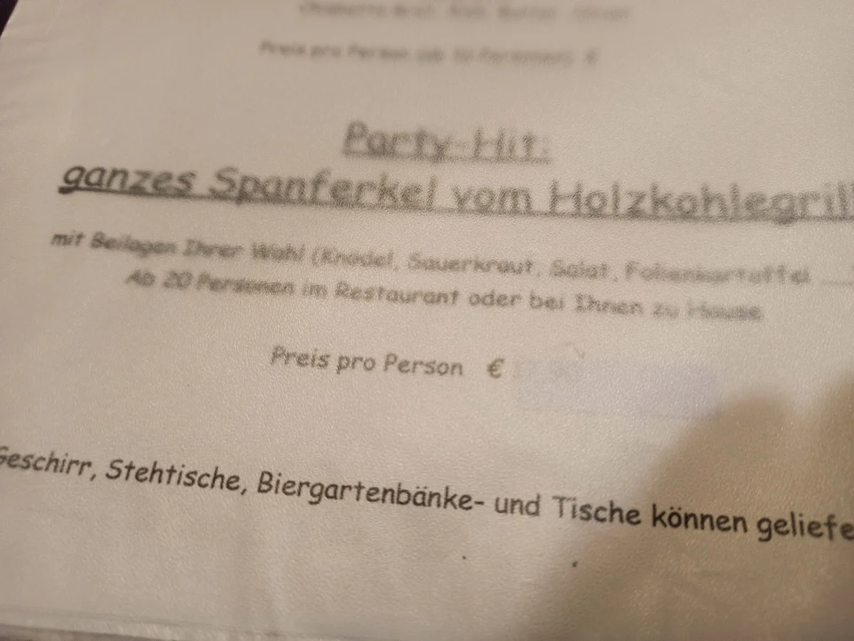 Speisekarte, Pfannkuchenstube
