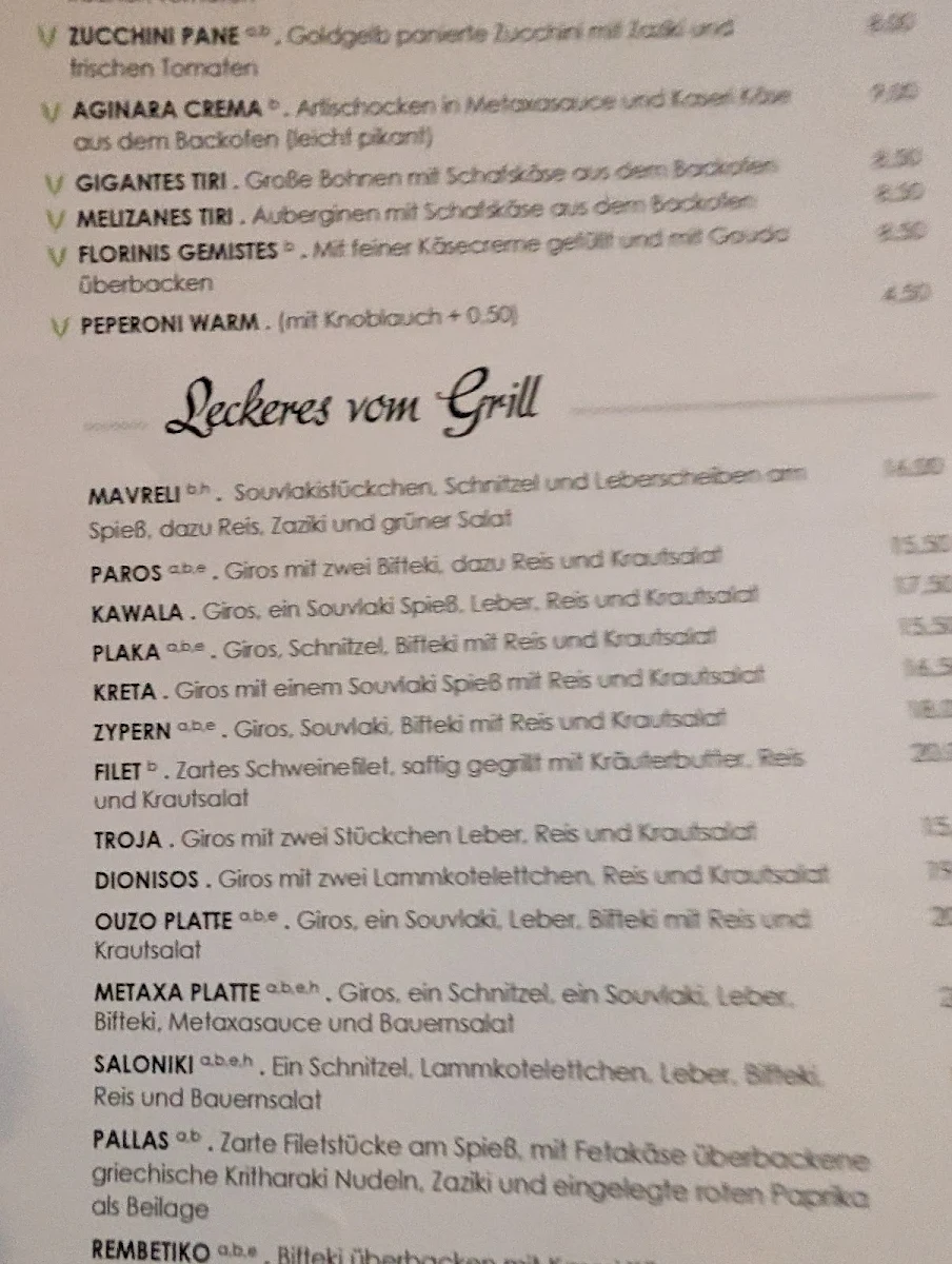 Speisekarte, Achilleon