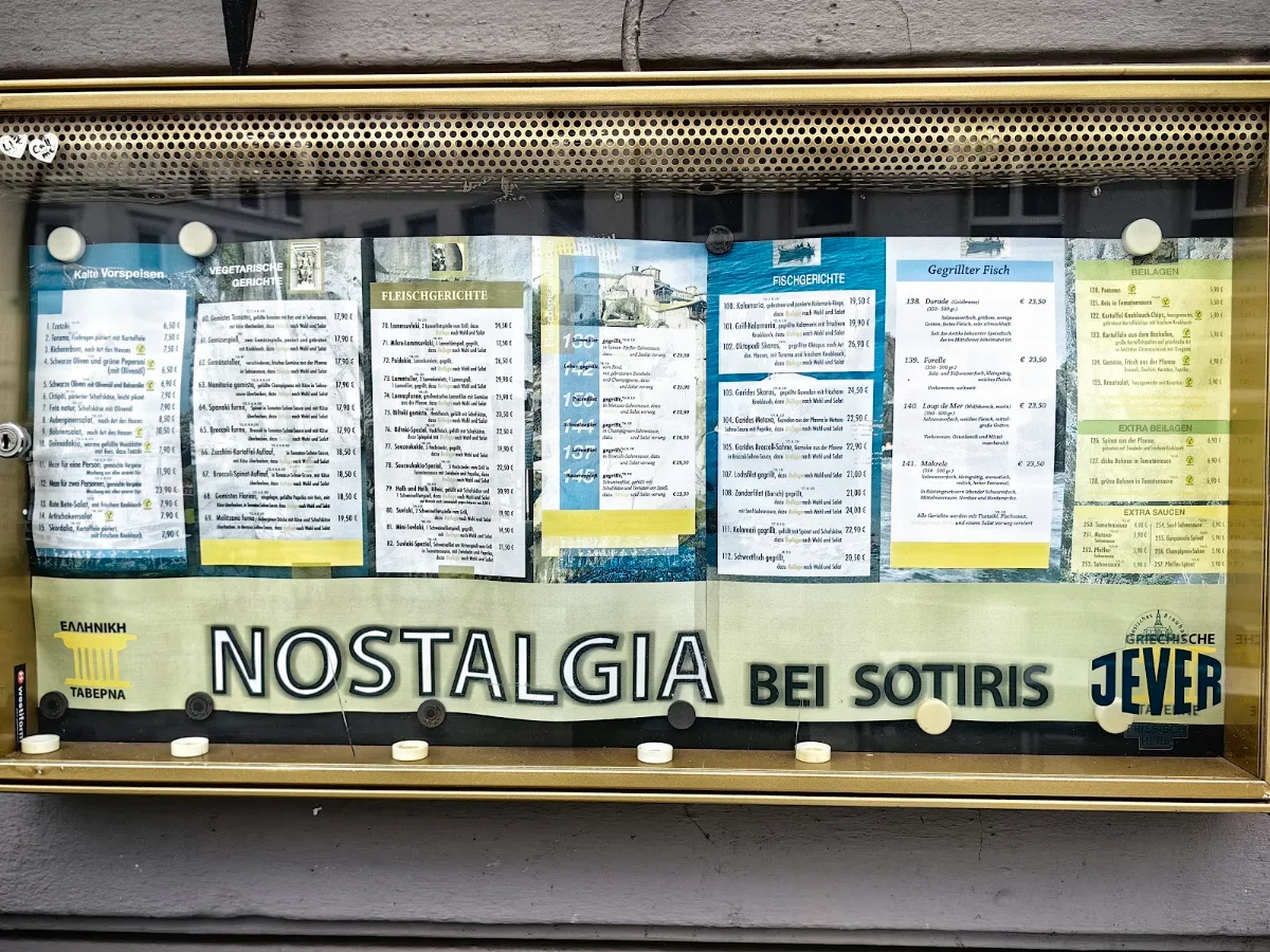 Speisekarte, Nostalgia bei Sotiris