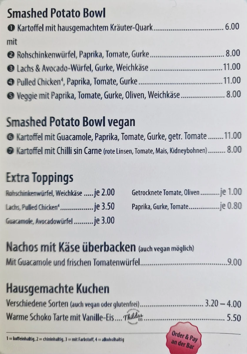 Speisekarte, Berry's Café Bar - Darmstadt