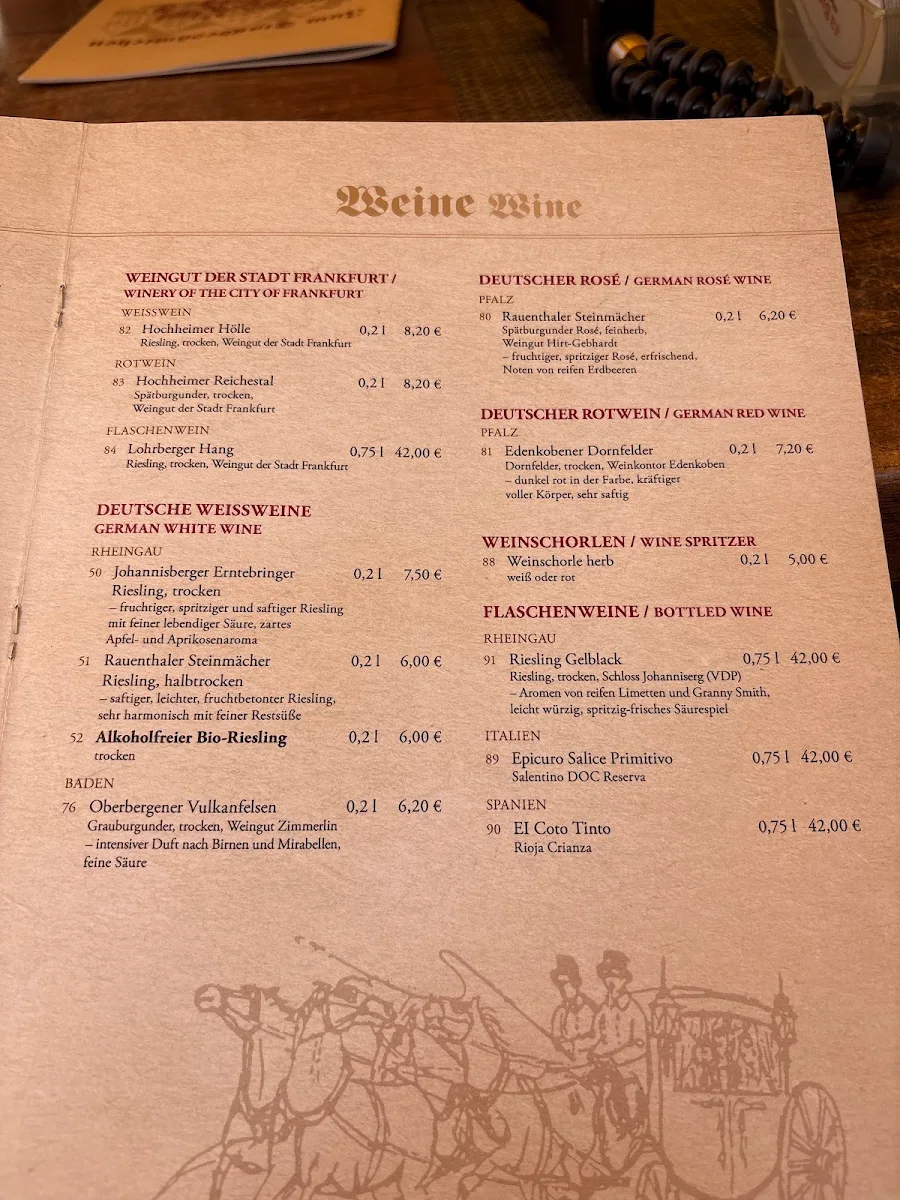 Speisekarte, Zum Standesämtchen