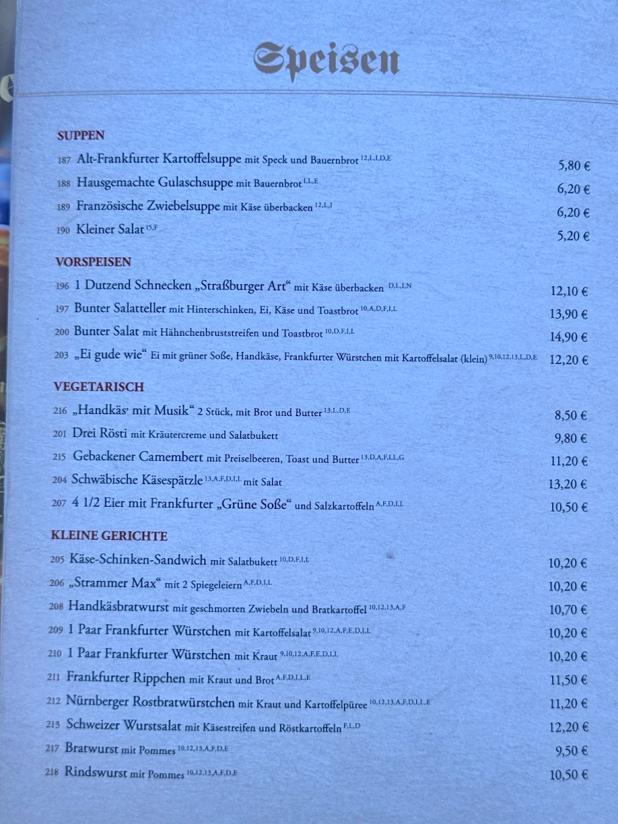 Speisekarte, Zum Standesämtchen