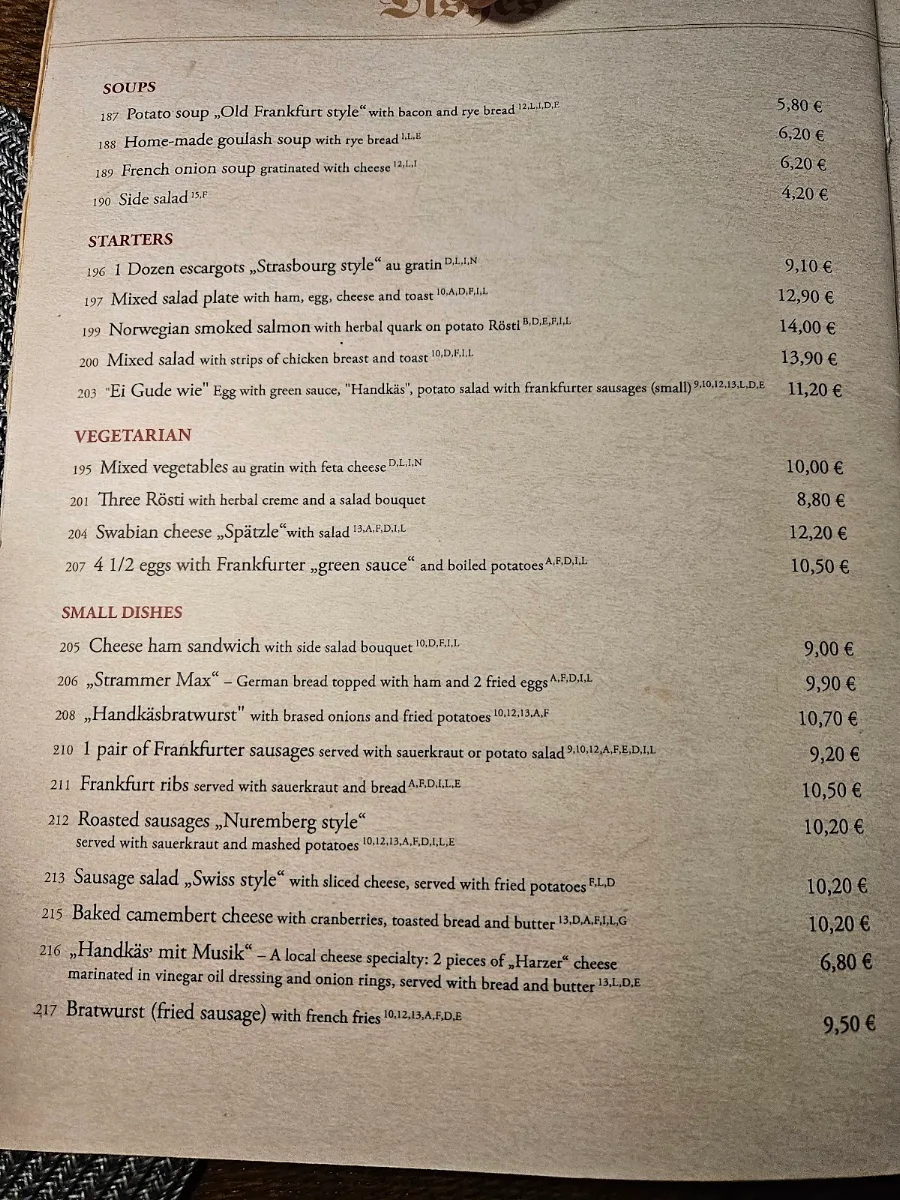 Speisekarte, Zum Standesämtchen