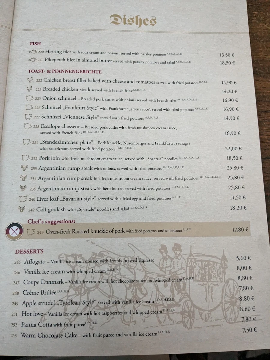 Speisekarte, Zum Standesämtchen