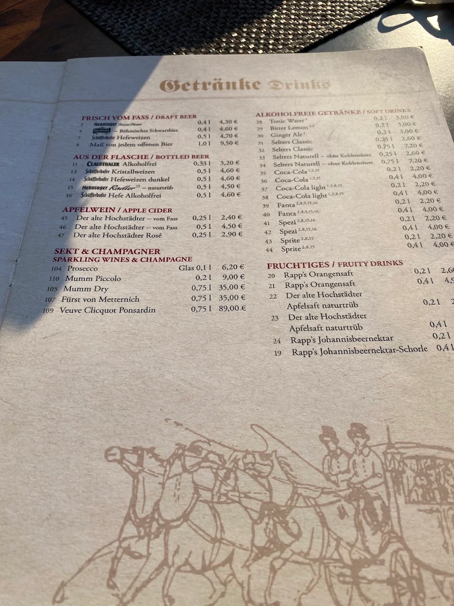 Speisekarte, Zum Standesämtchen