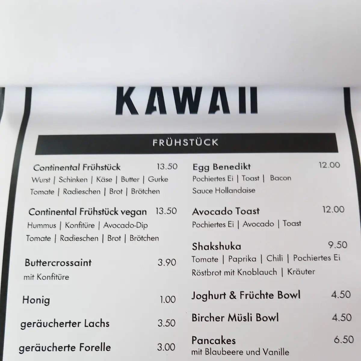 Speisekarte, KAWAII