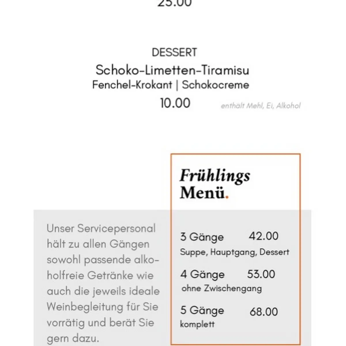 Speisekarte, Bergauers