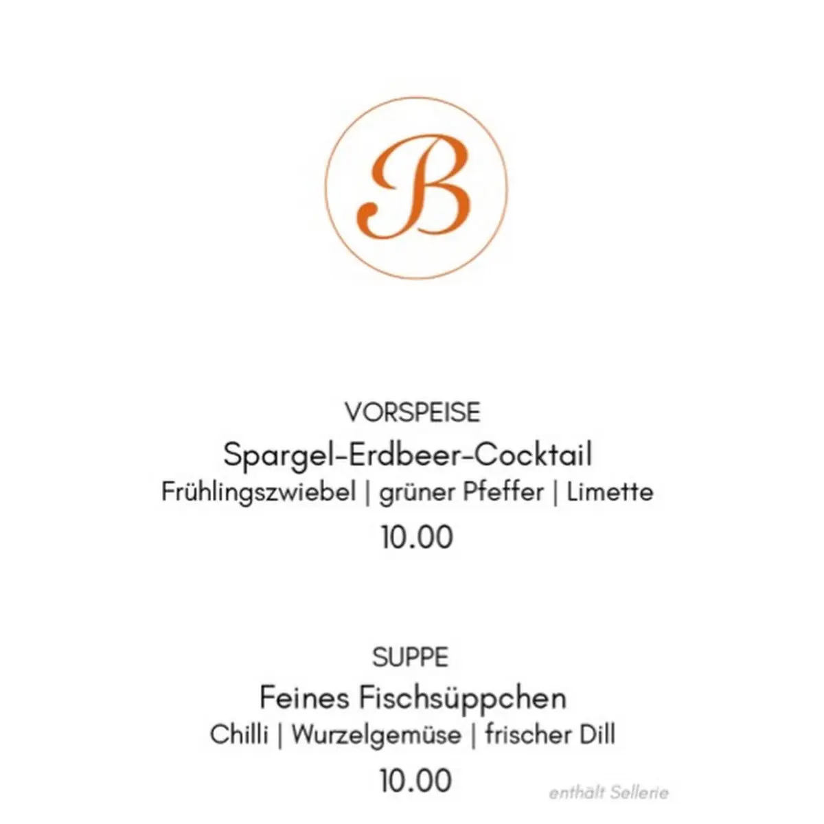 Speisekarte, Bergauers