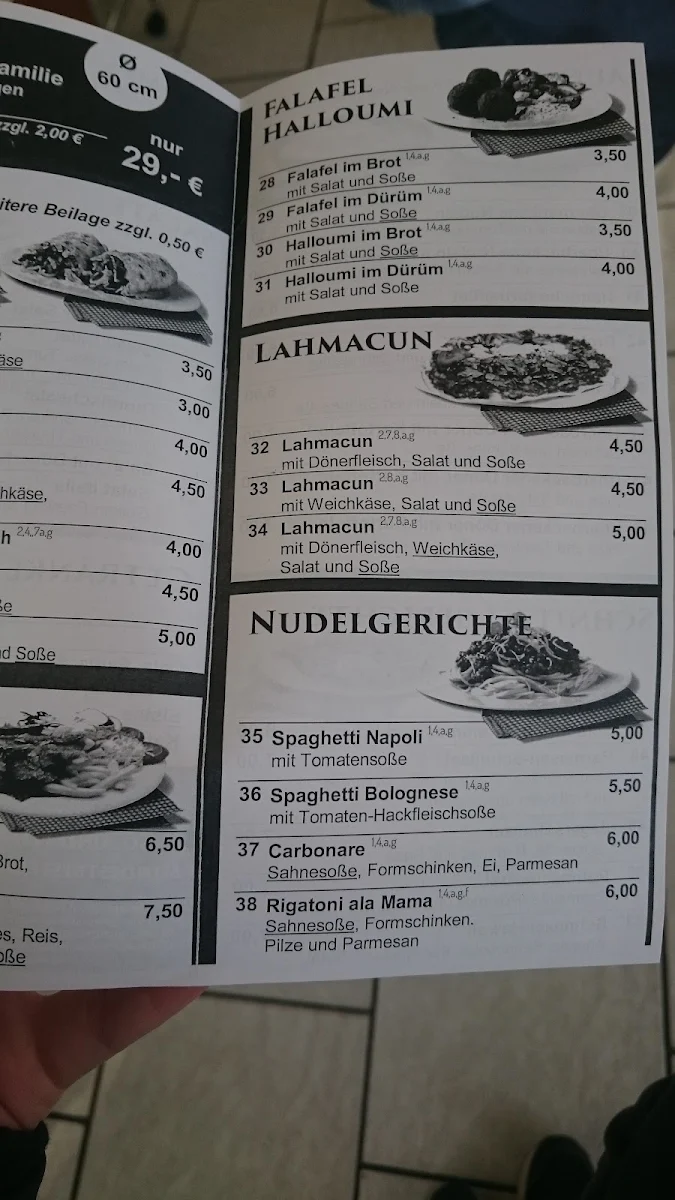 Speisekarte, Thüringer Pizza- und Dönerhaus Fikrat Gasanov