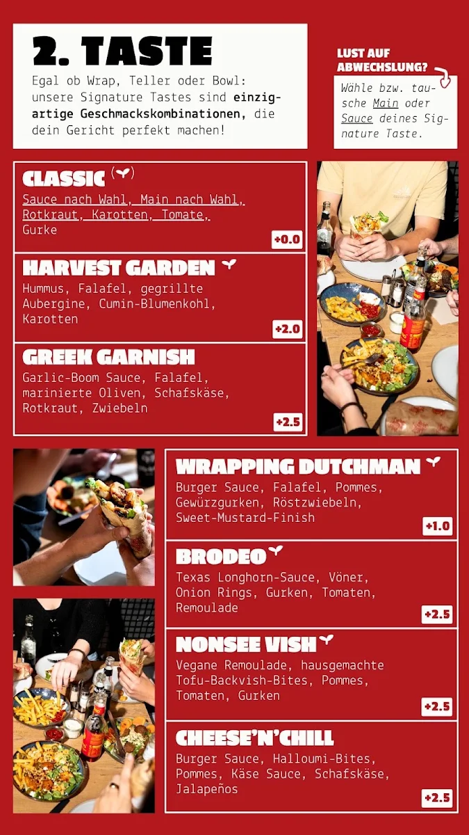 Speisekarte, Veggie Bros