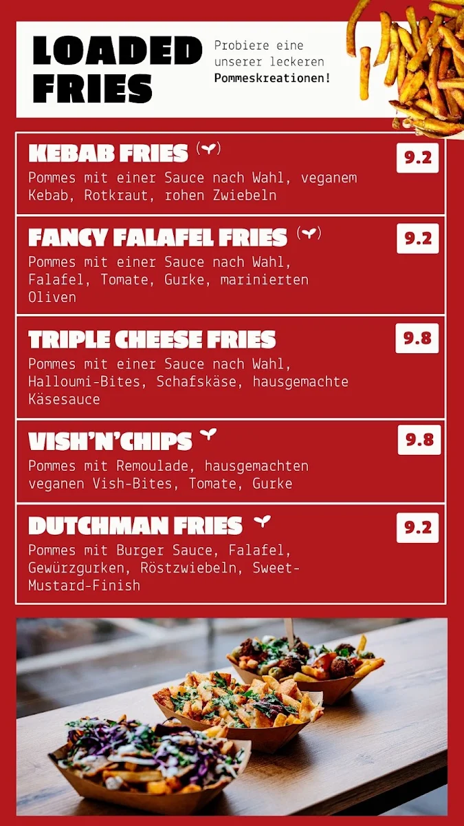 Speisekarte, Veggie Bros