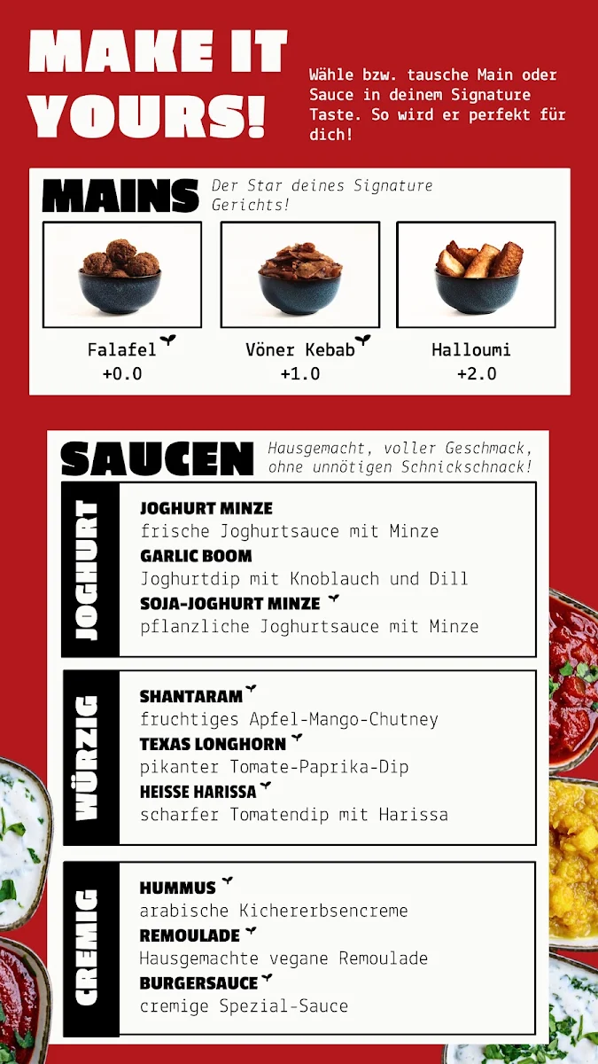 Speisekarte, Veggie Bros