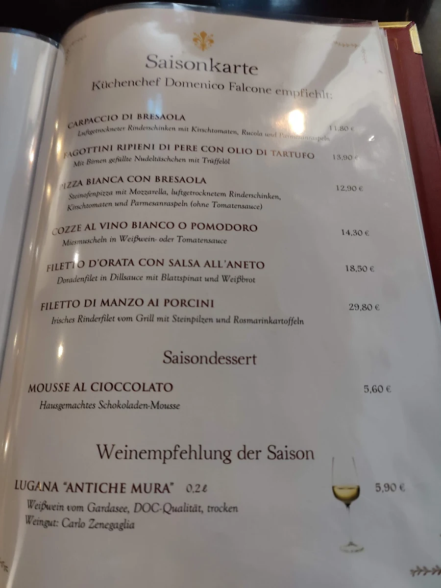 Speisekarte, Osteria La Toscana
