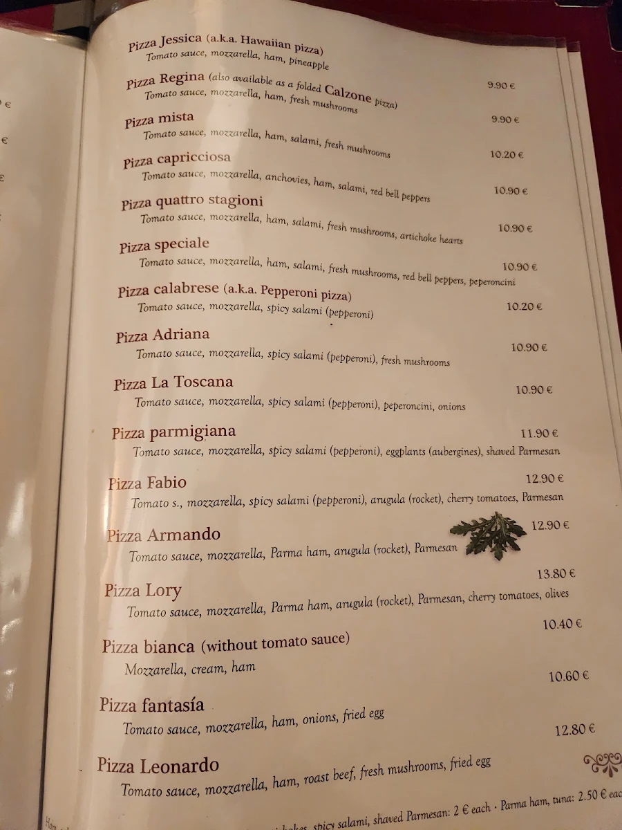 Speisekarte, Osteria La Toscana