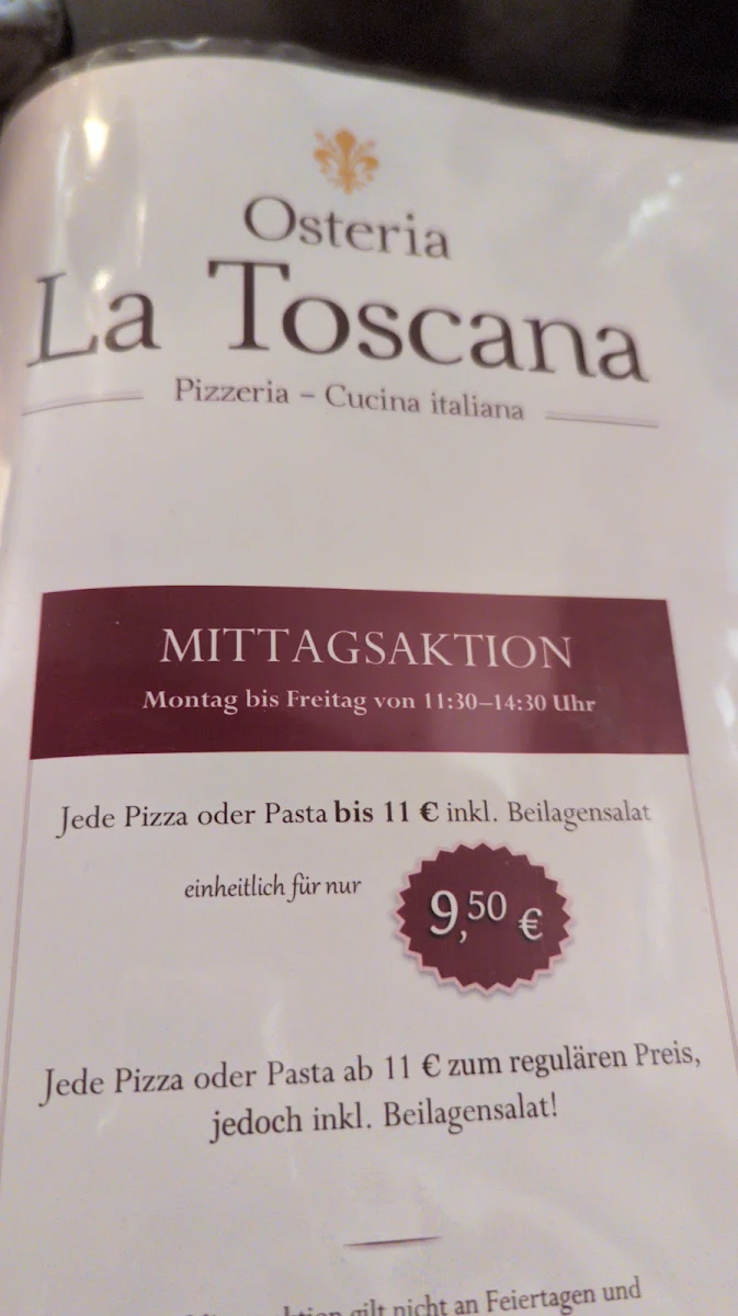 Speisekarte, Osteria La Toscana