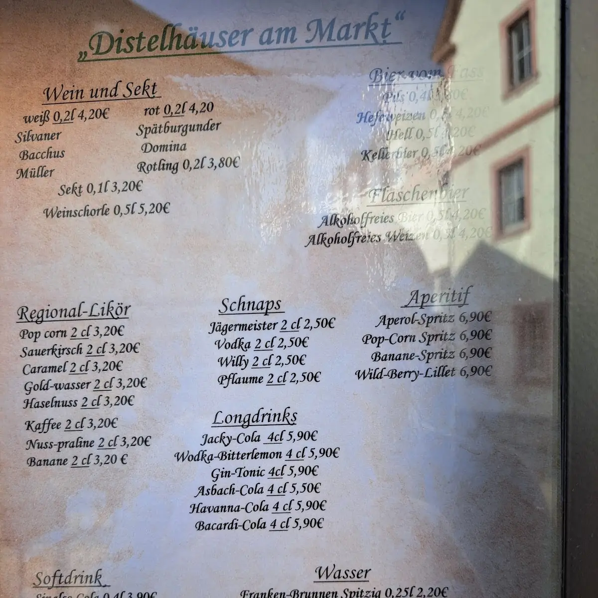 Speisekarte, Distelhäuser am Markt