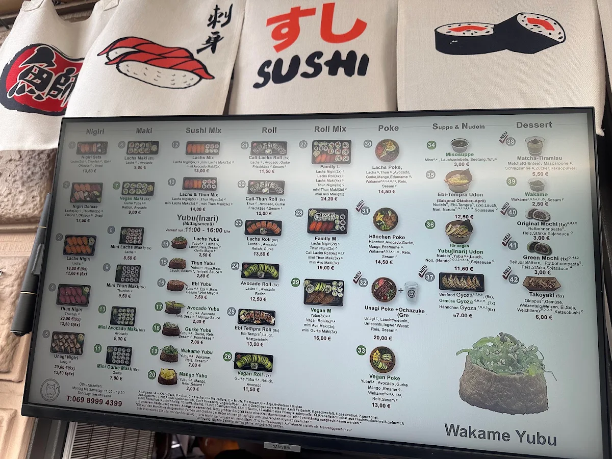Speisekarte, Sushi to go Bockenheim