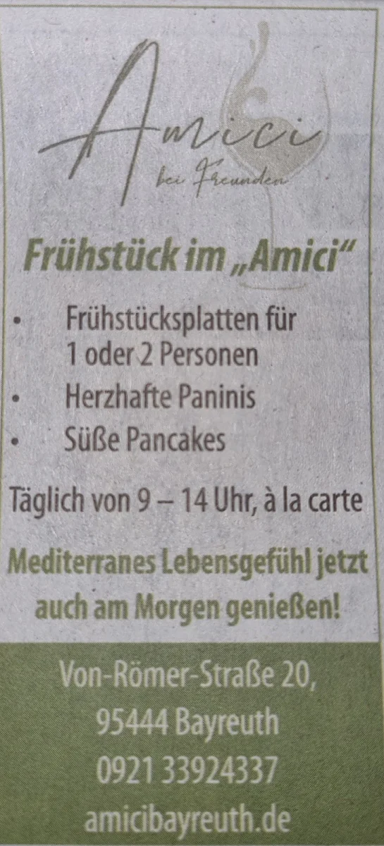 Speisekarte, Trattoria Amici
