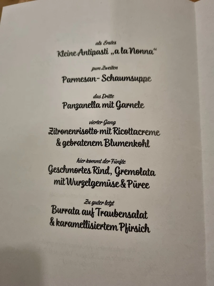 Speisekarte, Café Gemach
