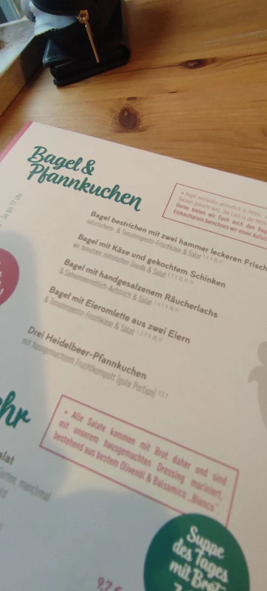 Speisekarte, Café Gemach