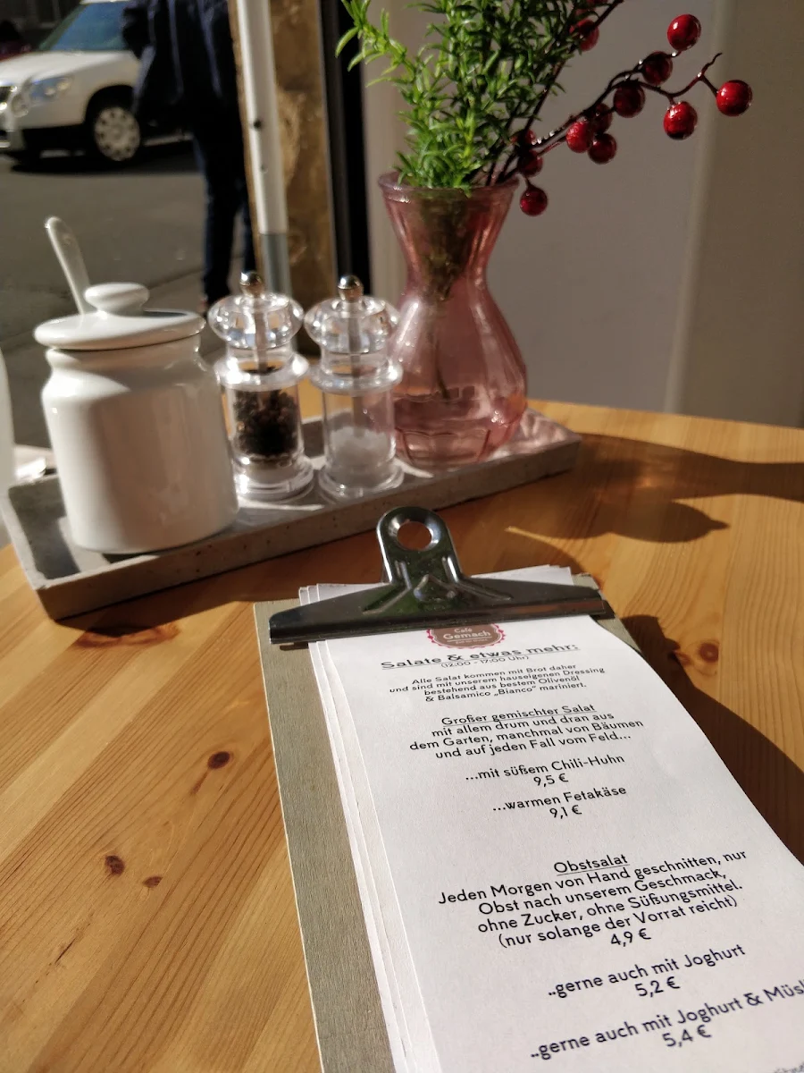 Speisekarte, Café Gemach