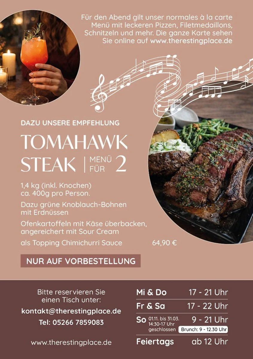 Speisekarte, The Resting Place Bar & Grill