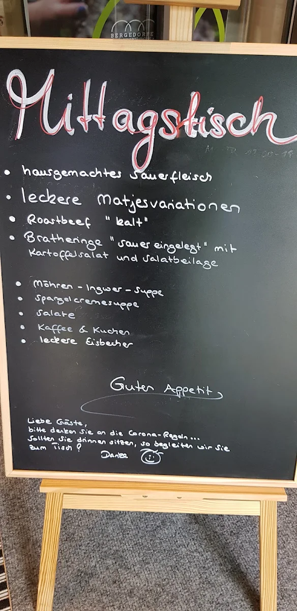 Speisekarte, Café-Restaurant im Park