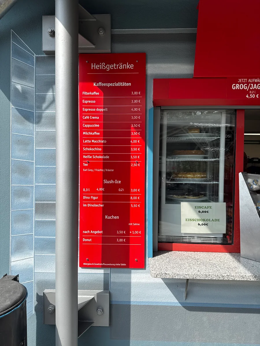 Speisekarte, Imbiss Raumstation (im Saurierpark)