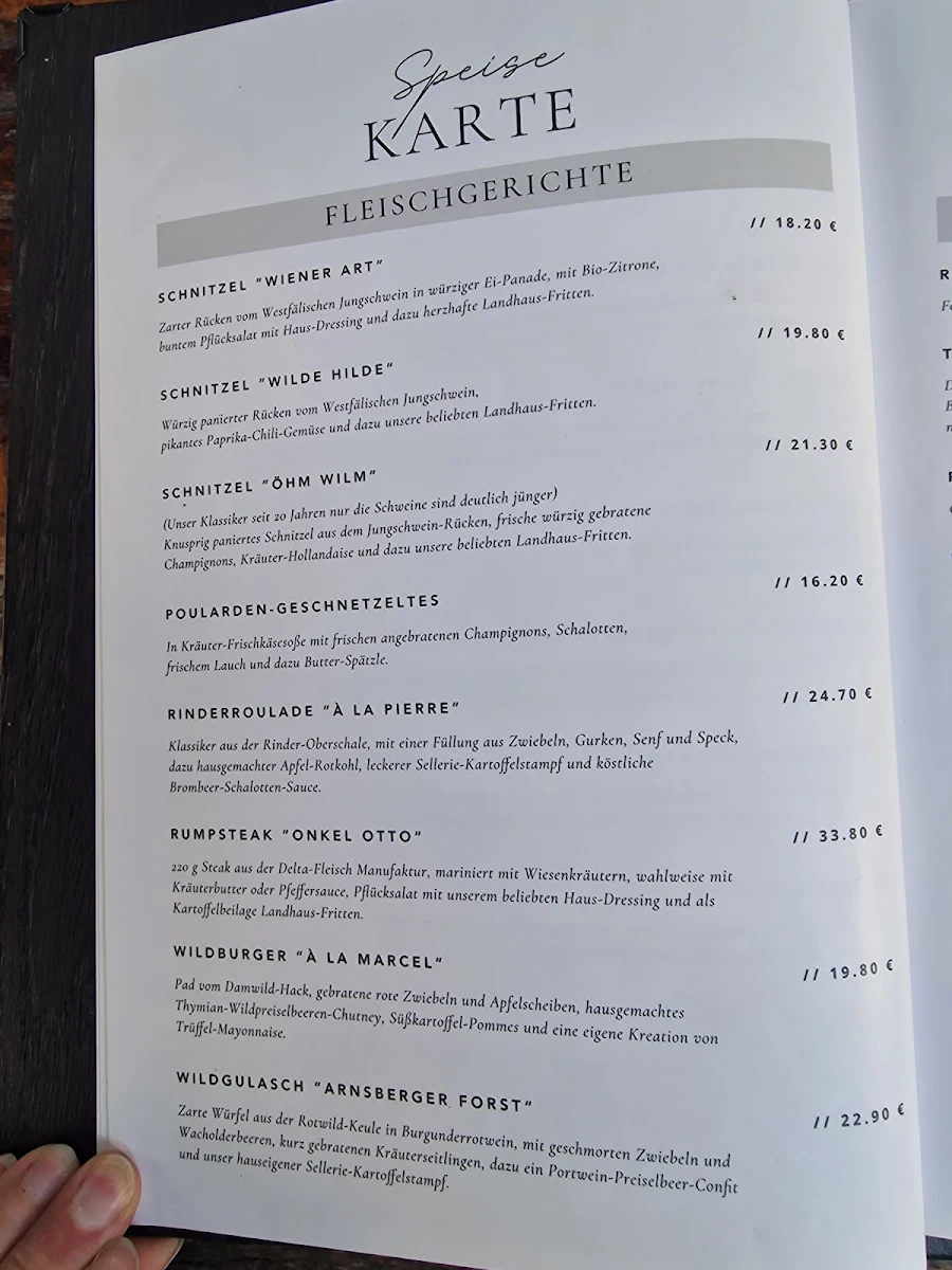 Speisekarte, TORHAUS Möhnesee GmbH