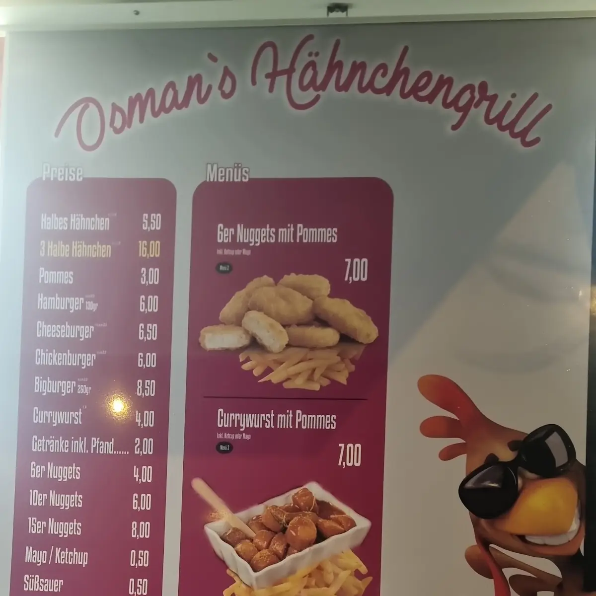 Speisekarte, Hähnchen Wagen