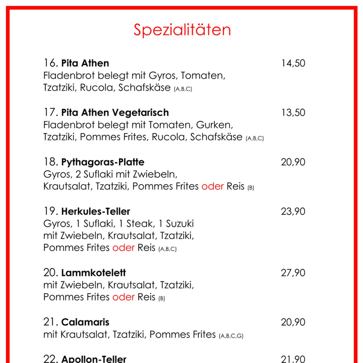 Speisekarte photo 2