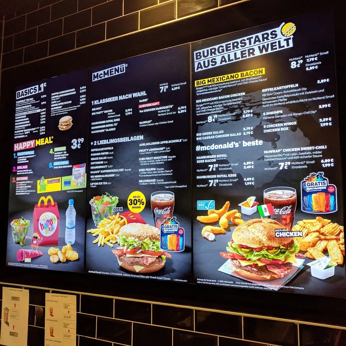Speisekarte, McDonald's