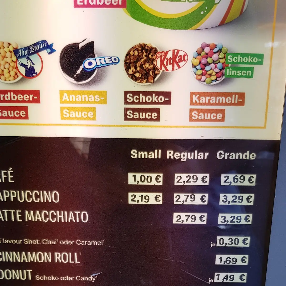 Speisekarte, McDonald's