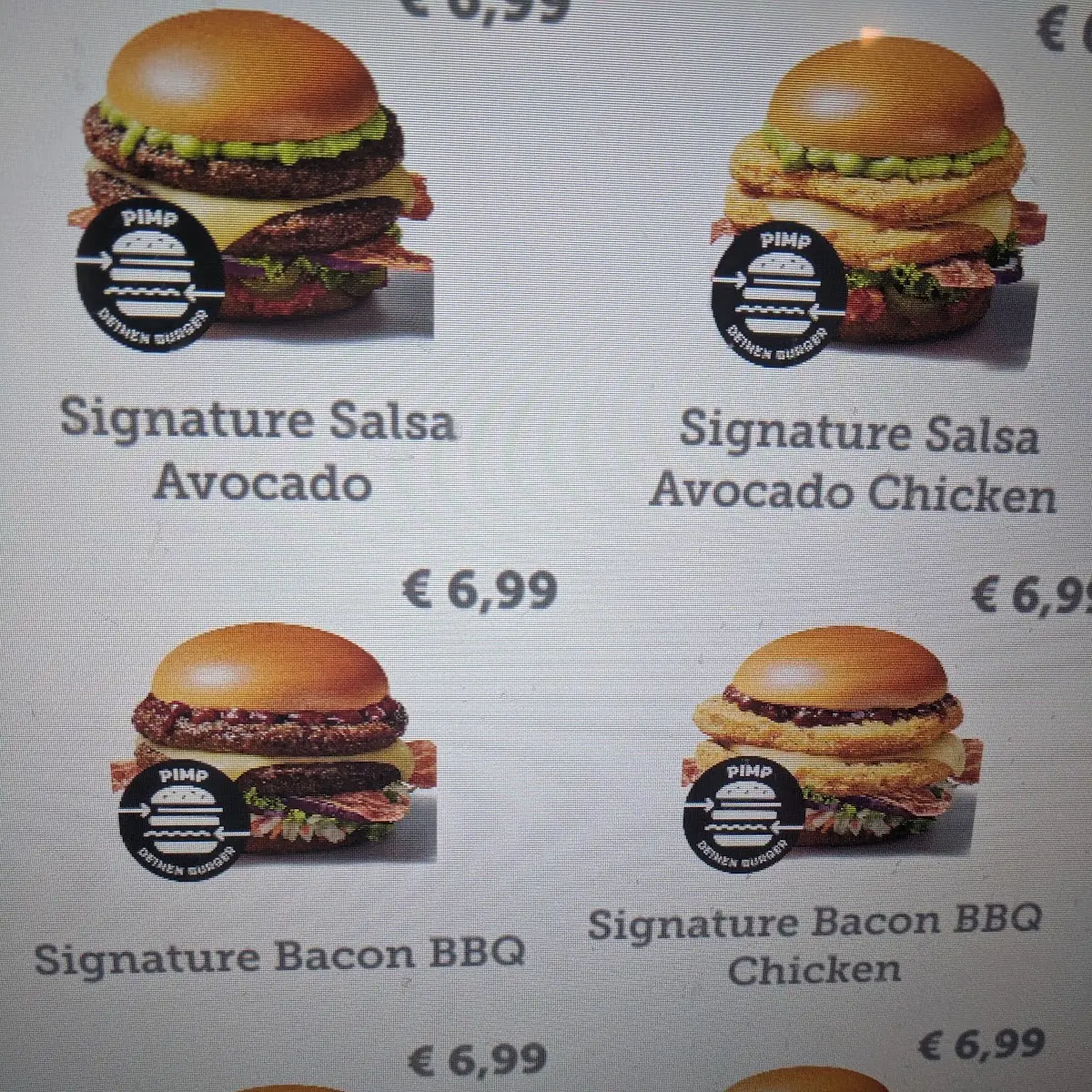 Speisekarte, McDonald's