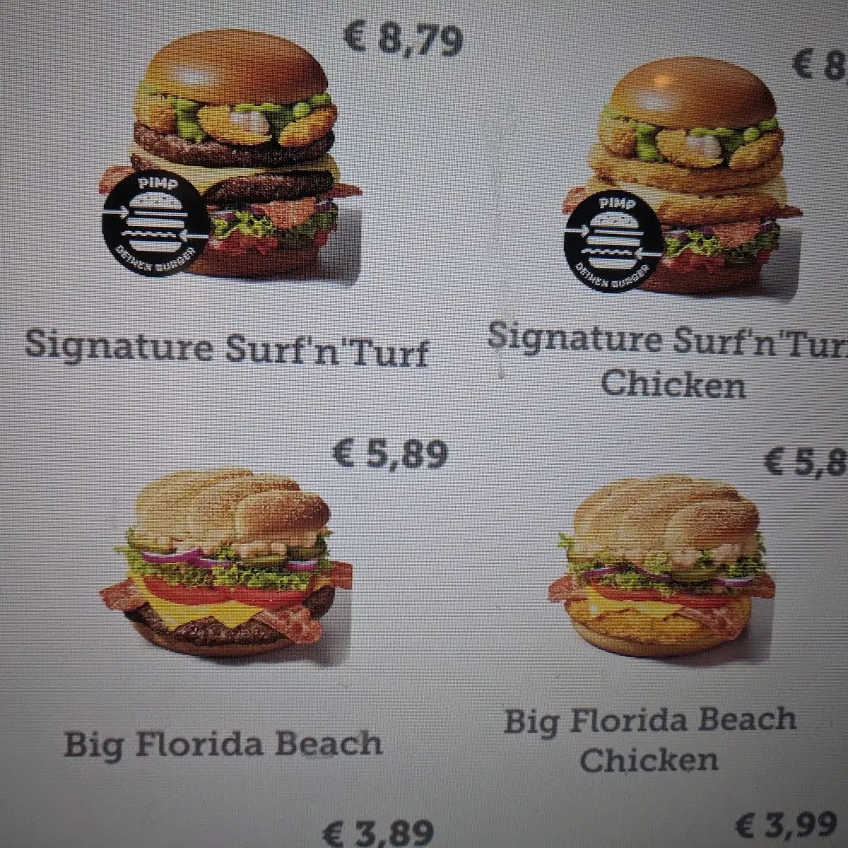 Speisekarte, McDonald's