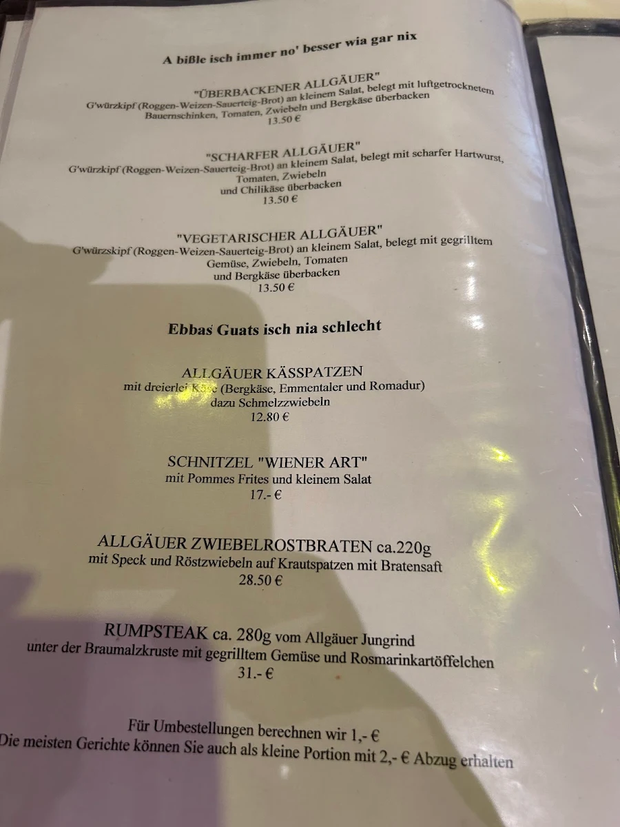 Speisekarte, Restaurant Maucher's