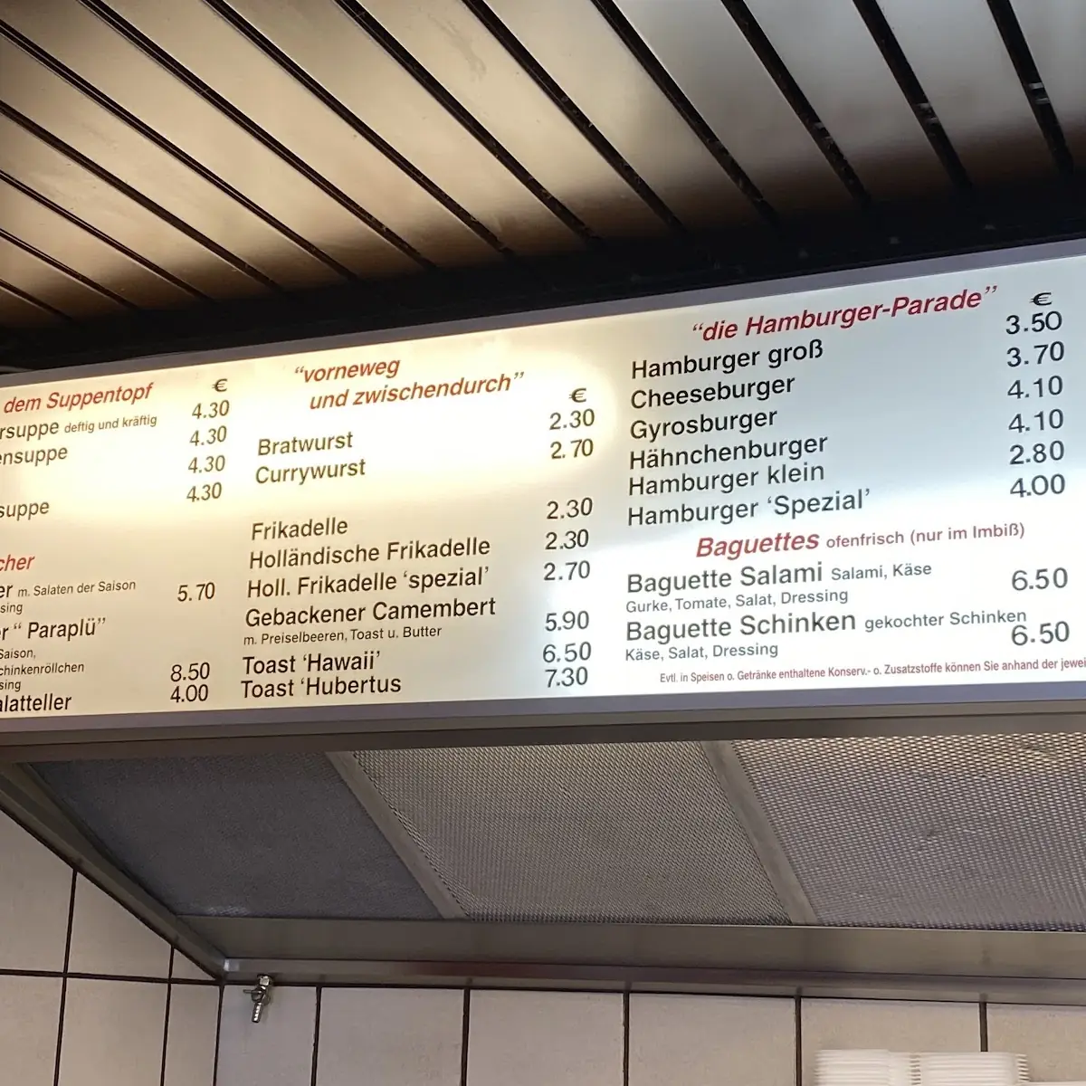 Speisekarte, Paraplü