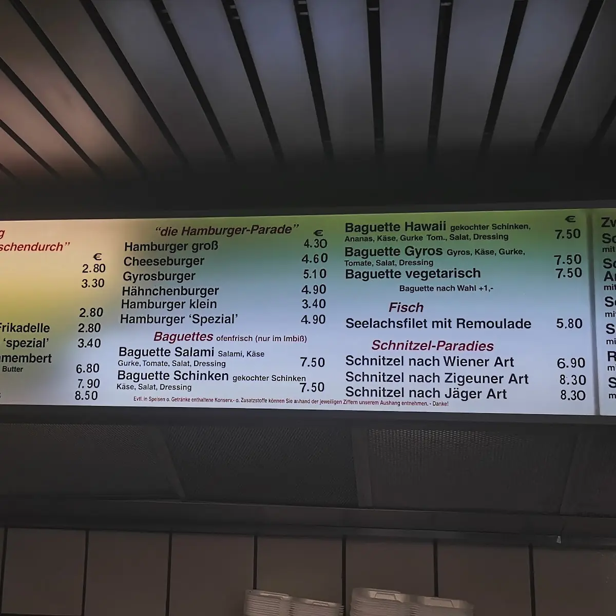 Speisekarte, Paraplü