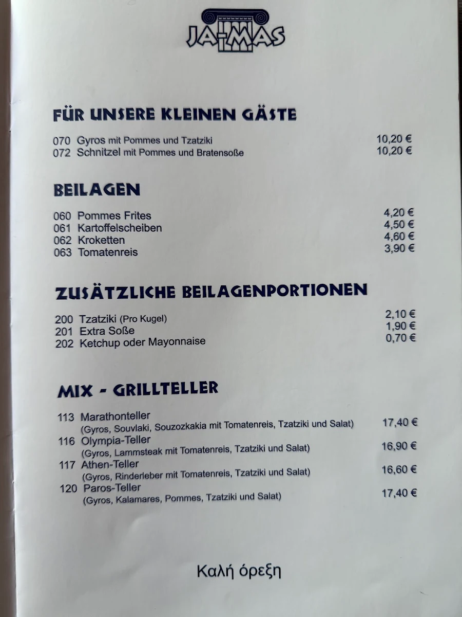 Speisekarte, JA-MAS