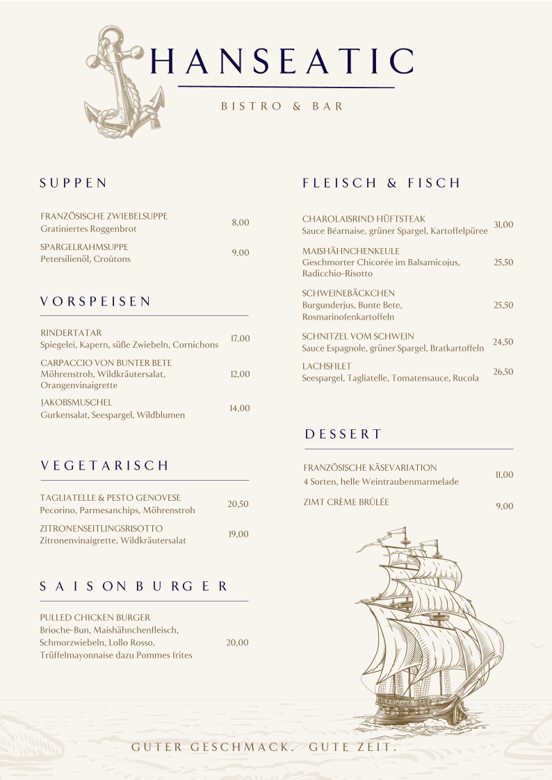 Speisekarte, Hanseatic