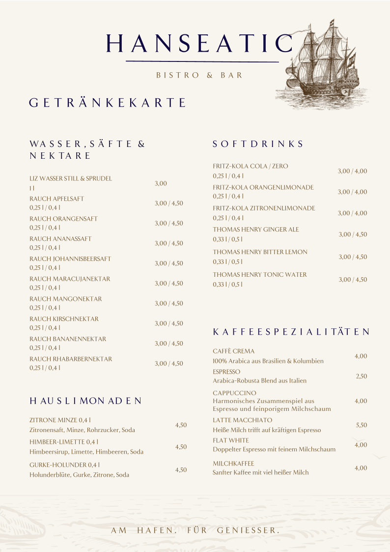 Speisekarte, Hanseatic